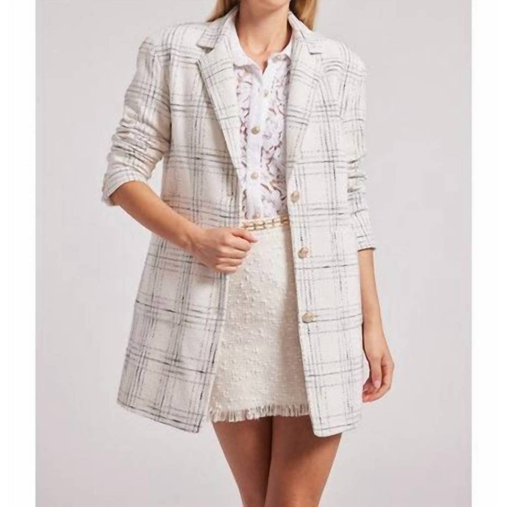 NEW GENERATION LOVE peggy tweed car coat in ivory - Picture 3 of 5